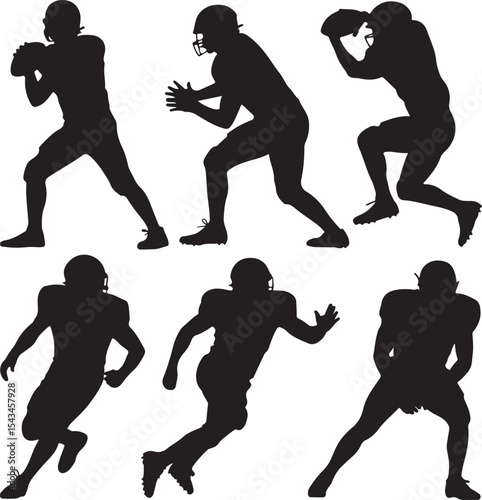 Quarterback Throwing Pass Silhouette

Touchdown Celebration Vector Design

Football Player in Action Silhouette

Helmet and Ball American Football Art

Team Huddle on Field Silhouette Scene
