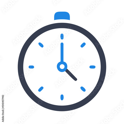 Simple Blue and Black Clock Icon on Black Background Showing Time