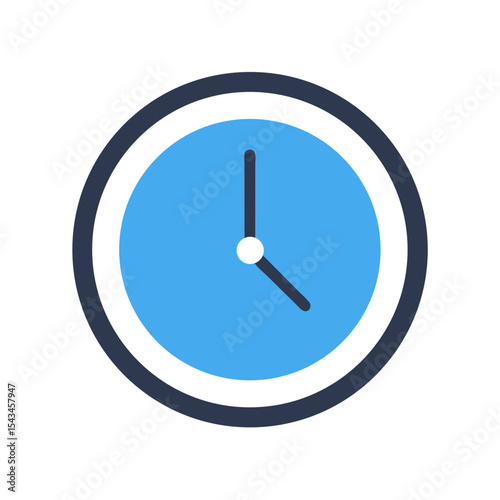 Simple Blue Clock Icon on Black Background Showing the Time