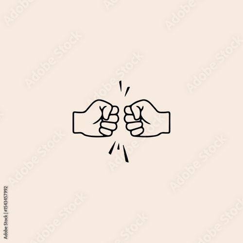 Two human hands strike fists icon flat vector design.