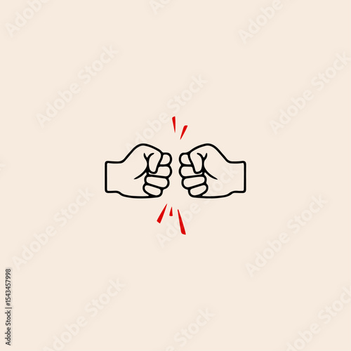 Two human hands strike fists icon flat vector design.