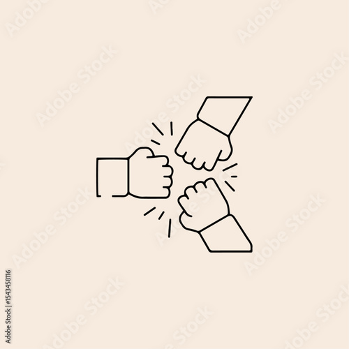 Two human hands strike fists icon flat vector design.