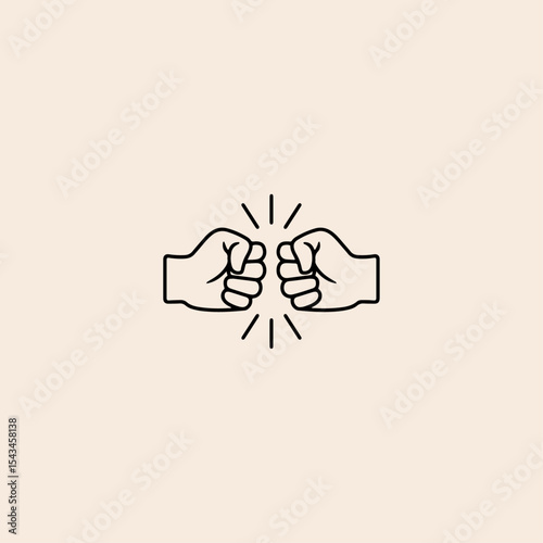 Two human hands strike fists icon flat vector design.