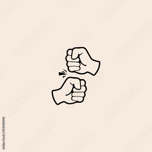 Two human hands strike fists icon flat vector design.
