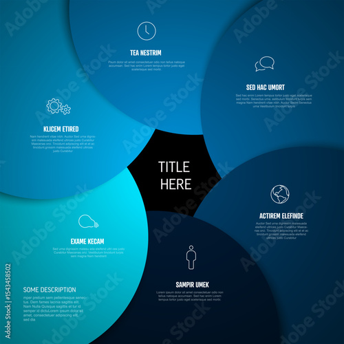 Modern infographic template design with a circular diagram structure. This business template is perfect for presenting a process or key concepts in a clean, modern design.
