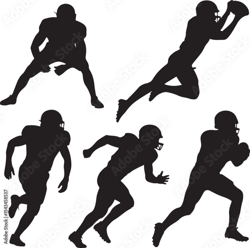 Quarterback Throwing Pass Silhouette

Touchdown Celebration Vector Design

Football Player in Action Silhouette

Helmet and Ball American Football Art

Team Huddle on Field Silhouette Scene