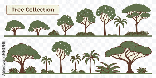 Tree Collection – 24 Stylized Vector Trees for Landscape Design, Games & Educational Use