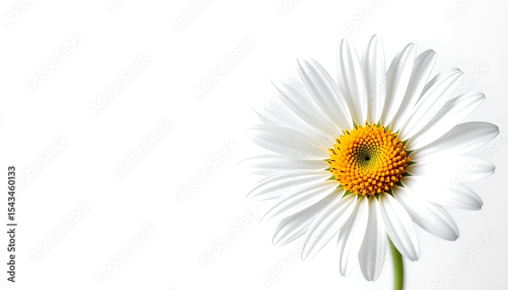 Fototapeta premium a vibrant daisy flower, with its bright yellow center and pristine white petals, is captured in a close-up shot