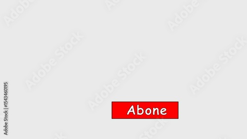 Subscribe in Turkish. Phrase on transparent background video mov for Youtube 4k. Red logo, text and hand. Isolated word, lettering modern new