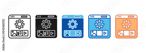 Content Management Icon Set Multiple Style Collection