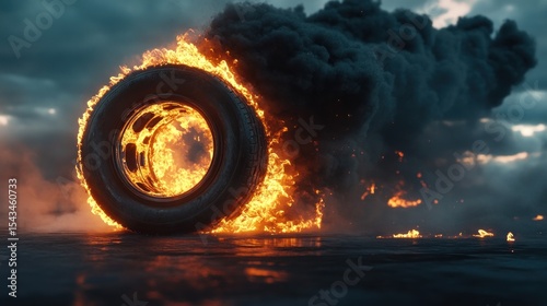 Burning tire