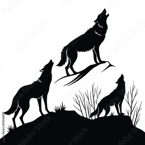 wolf howling at the moon