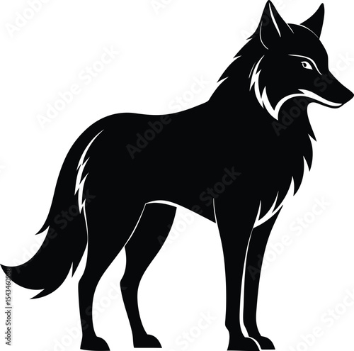 Wolf Silhouette Vector on a White Background