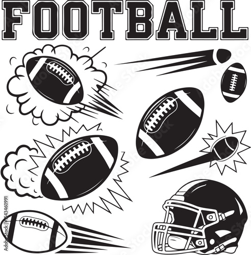 Quarterback Throwing Pass Silhouette

Touchdown Celebration Vector Design

Football Player in Action Silhouette

Helmet and Ball American Football Art

Team Huddle on Field Silhouette Scene