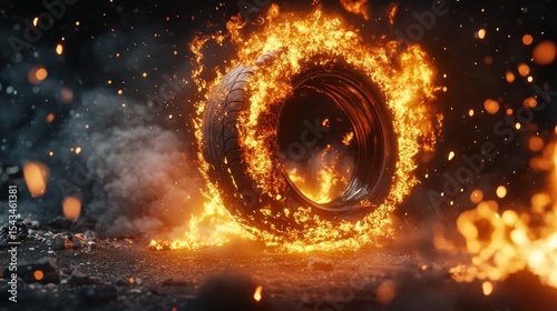 Burning tire abstract image