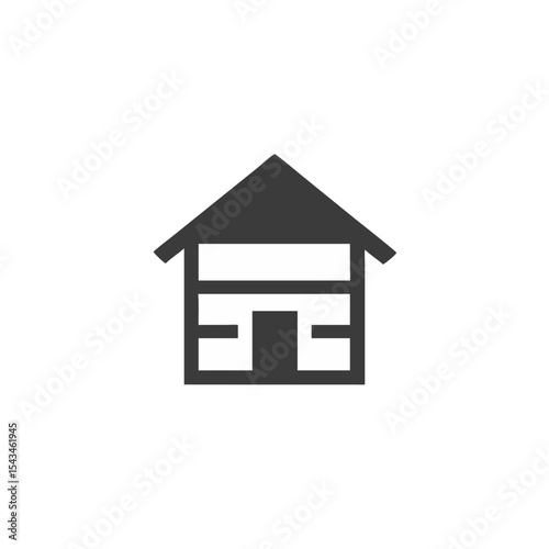 Minimal Living Small House Icon with Simple Lines Vector Silhouette Flat Icon Design