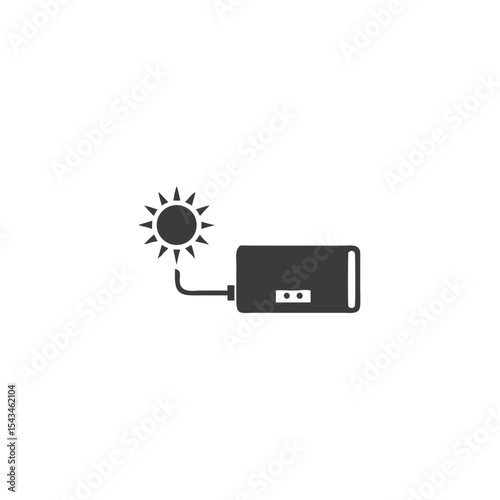 Solar Charger Power Bank Icon with a Sun Vector Silhouette Flat Icon Design