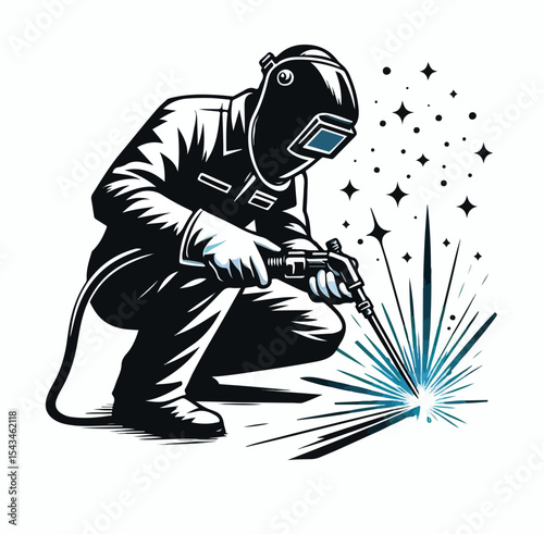 vector image of a welder on a plain white background