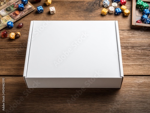 Tabletop Setting with a Board Game Box Mockup