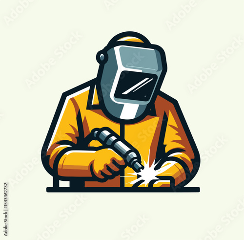 vector image of a welder on a plain white background