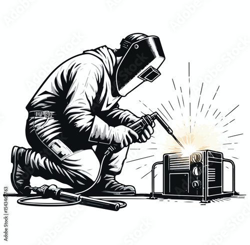 vector image of a welder on a plain white background