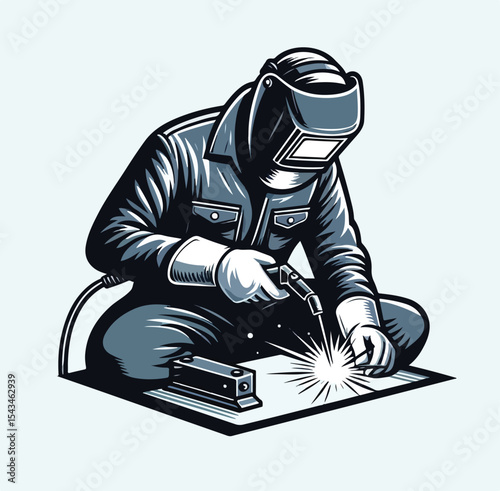 vector image of a welder on a plain white background