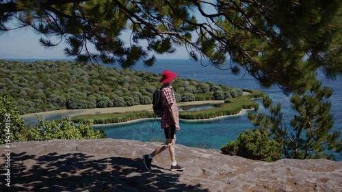 Coastal cliff adventure with rugged shoreline and crashing waves