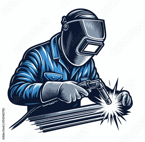 vector image of a welder on a plain white background
