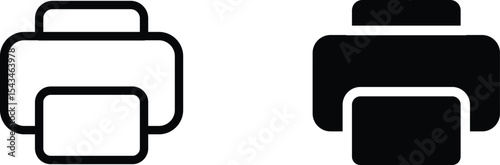 printer icon set in outline and flat style , vector illustration . 