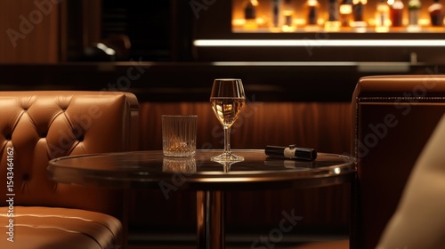 Champagne flute in luxurious interior