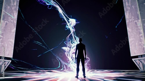 Encounter in luminescent void with glowing organic structures