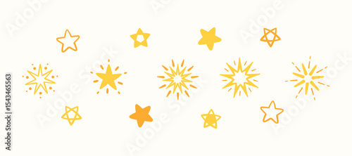 Set of Little Cute Yellow Stars Vector Illustration