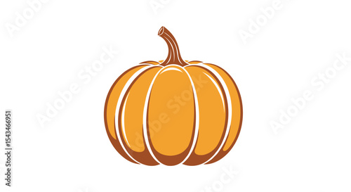 Vibrant Orange Pumpkin with Textured Skin and Green Stem Set Against a Simple White Background