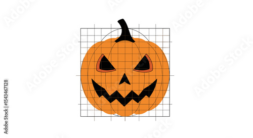 Spooky Halloween Pumpkin with a Mischievous Grin on a Blank Background