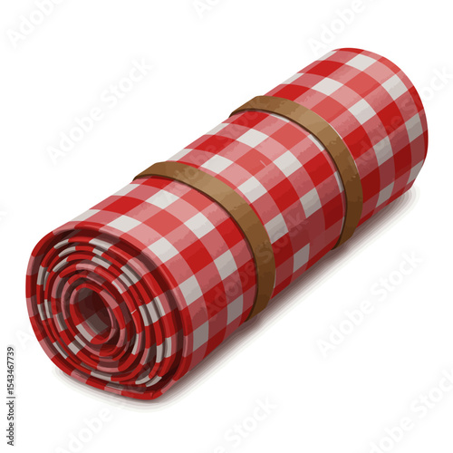 Rolled Red and White Picnic Blanket Illustration