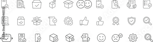 Approved check mark icons set vector illustration for quality control and confirmation Editable Stroke Vector Illustration