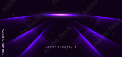 Abstract modern geometric purple glowing curved ray background. Technology speed motion movement.