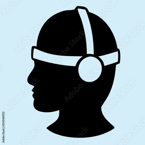 Virtual Reality Headset Silhouette: A stylized silhouette of a person wearing a virtual reality headset, showcasing the immersive technology and digital world.