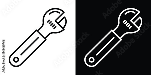 Adjustable wrench icon filled flat sign concept for web design.