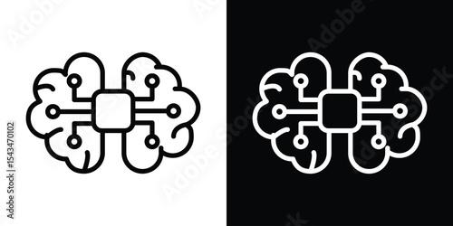 AI brain icon filled flat sign concept for web design.