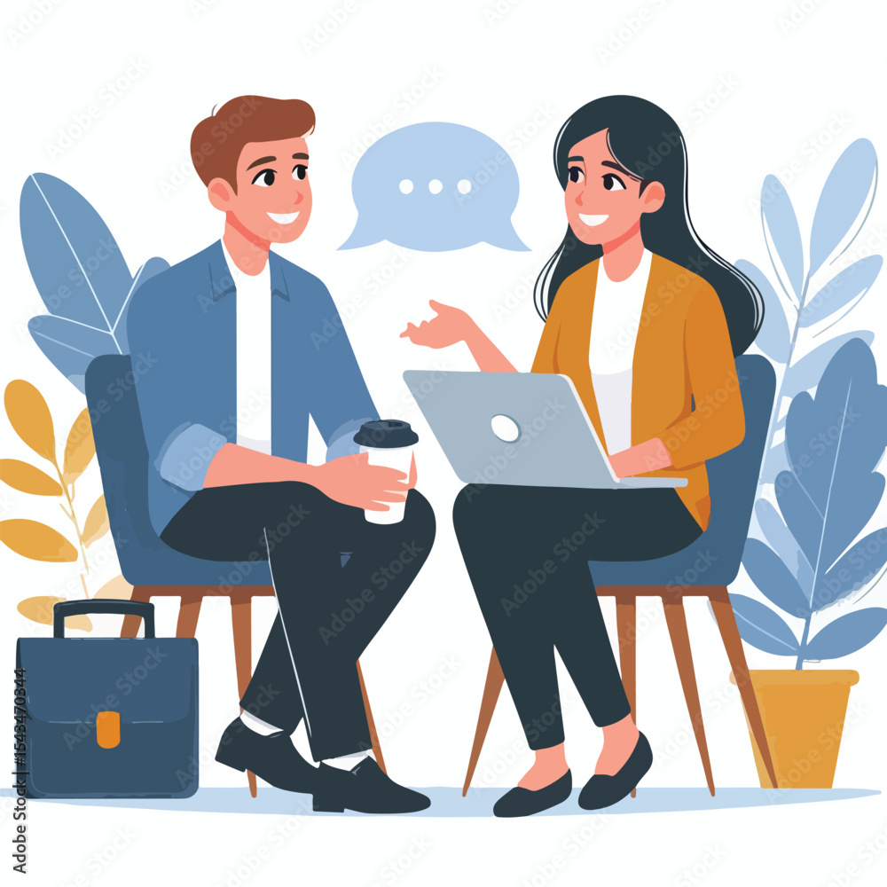 custom made wallpaper toronto digitalvector image of two people talking on a white background