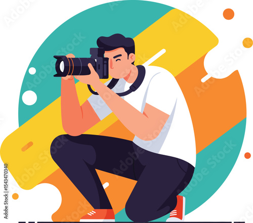 Male Photographer Taking Photo with Professional Camera 3