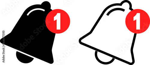 Notification bell icon set. Alarm symbol. Incoming inbox message. Ringing bells. New message icons 