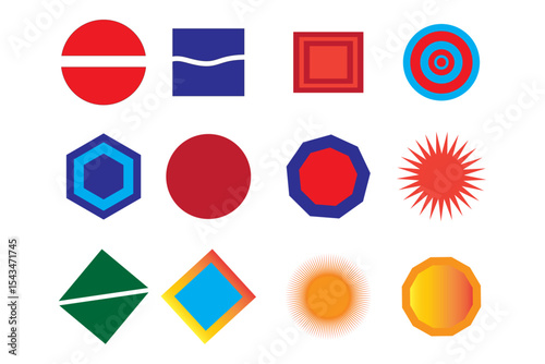 Colorful vector shape icon set for web and design use