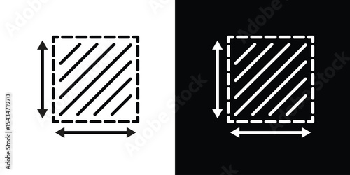 Area and dimension icon filled flat sign concept for web design.