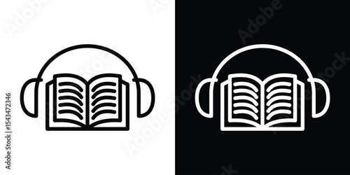 Audiobook icon filled flat sign concept for web design.