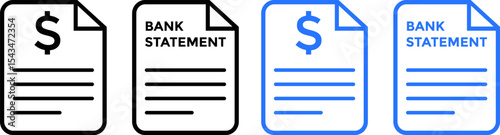 Bank Statement icon set. financial advisor. Financial Planning sign. saving money symbol
