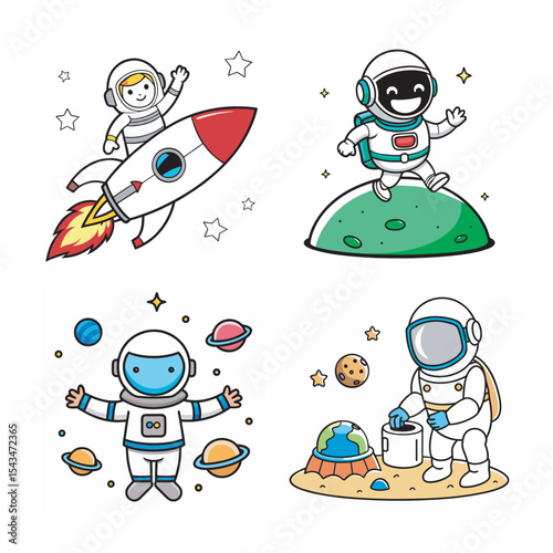 set of space rocket