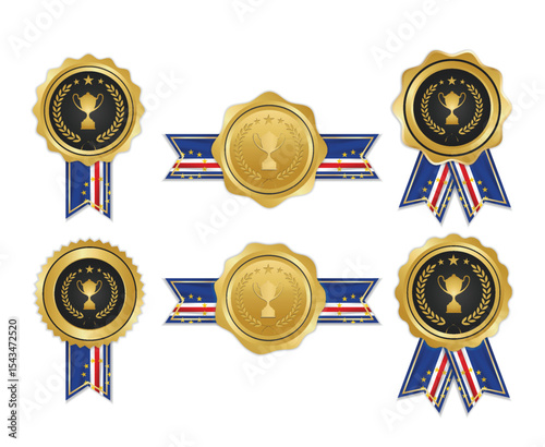 Golden award medal with Cape Verde flag ribbons for winners
