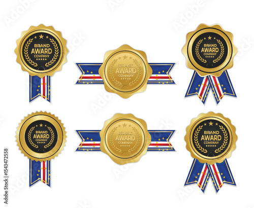 Golden award medal with Cape Verde flag ribbons for winners